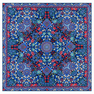 Tapestry Flowers 140x140 - multi navy