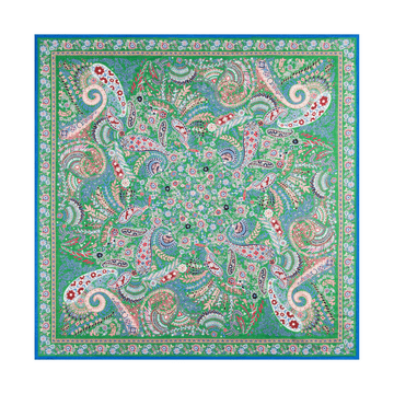 Wool Feather 90x90  - multi green