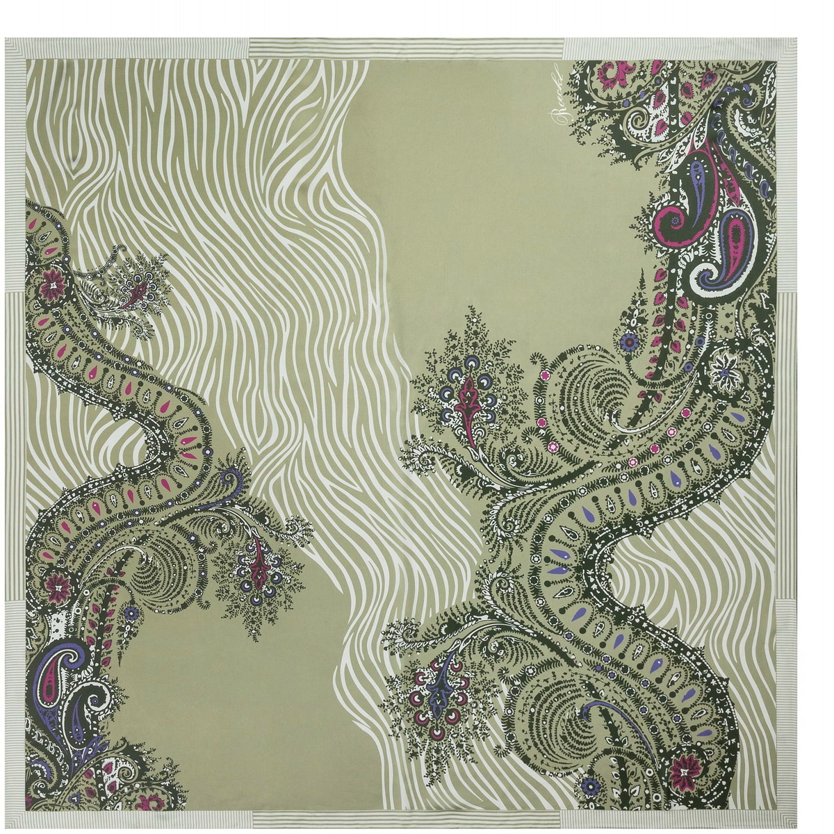 Zebra Paisley 130x130 - multi olive