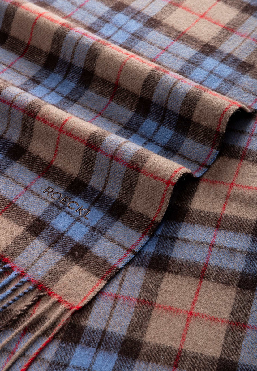Stripe Tartan 40x180  - taupe/bleu