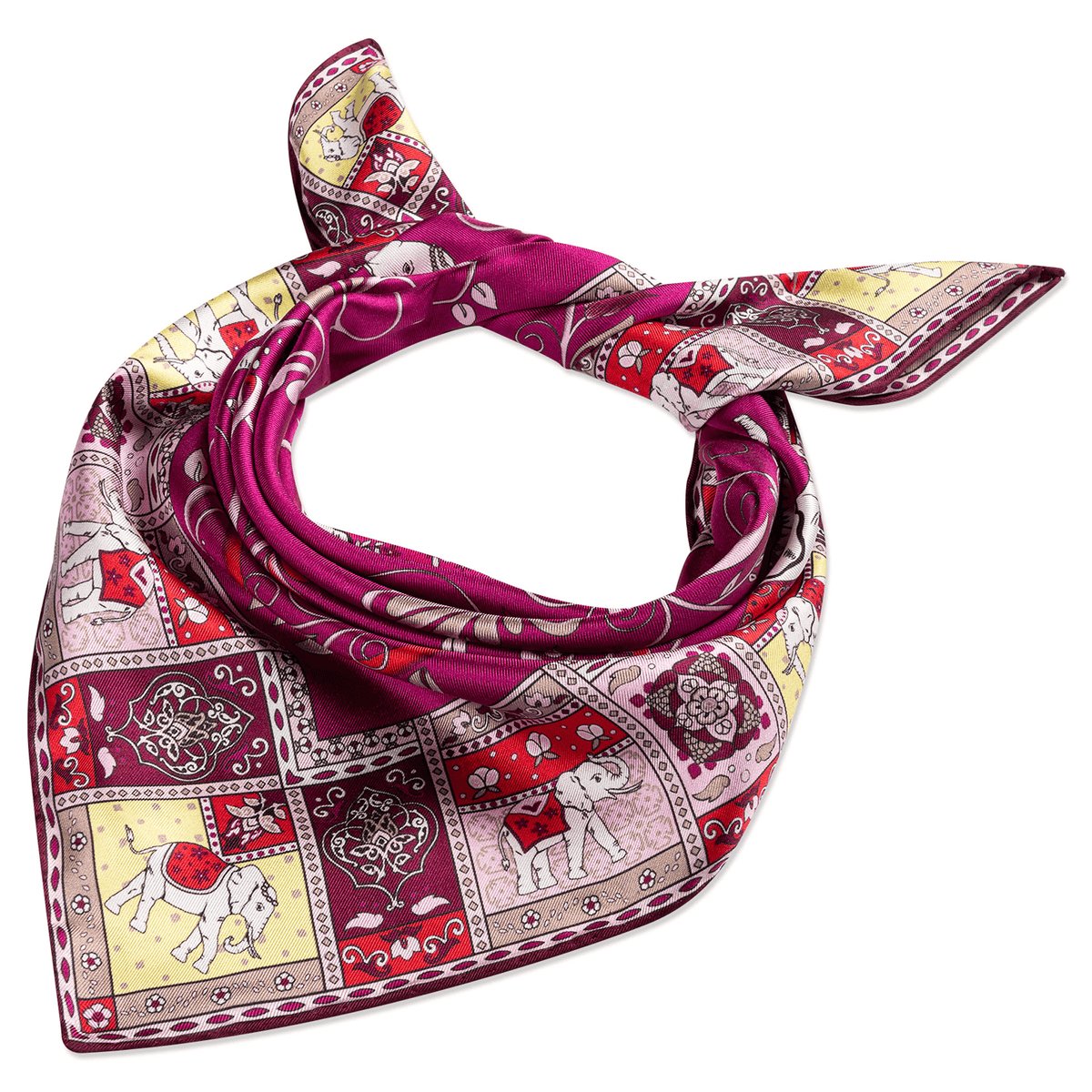 Lucky Elephant 53x53  - multi magenta