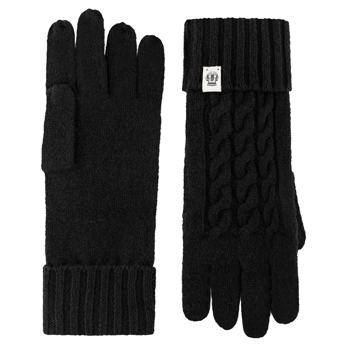 Cabled Charm Strickhandschuhe  - black