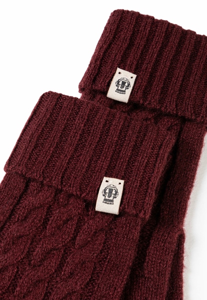 Cabled Charm Strickhandschuhe  - mulberry