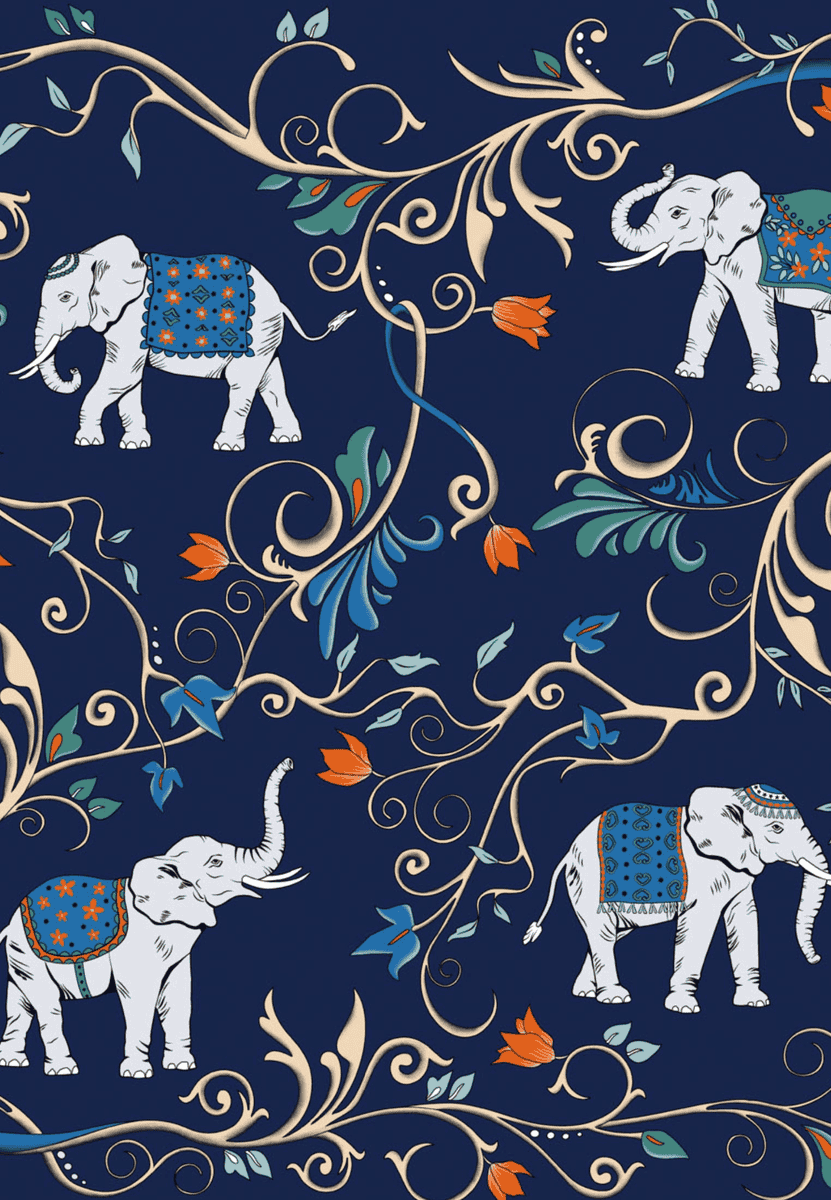Elephant Celebration 53x53 - multi indigo