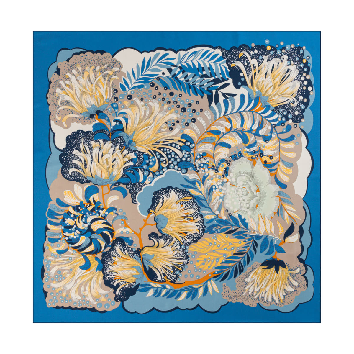 Dominique 106x106  - blue/beige
