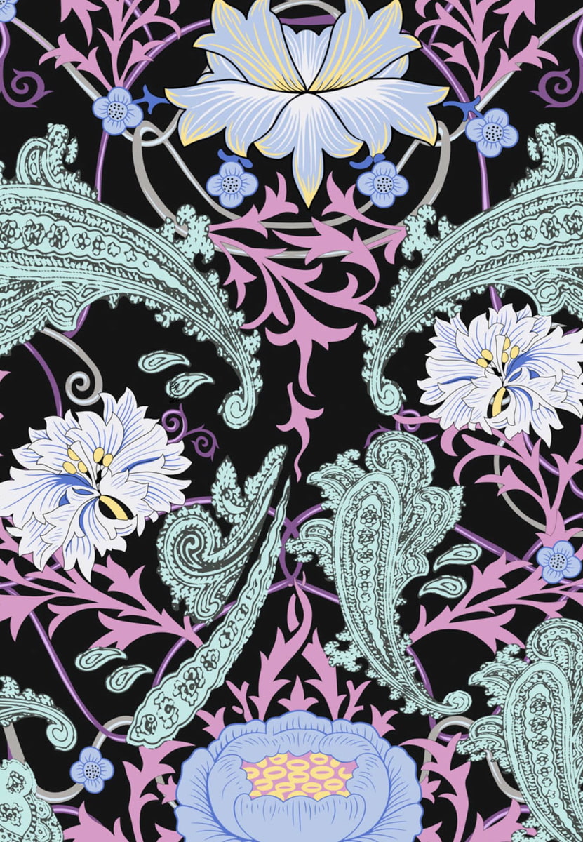 Potpourri Flowers 130x130 - multi black