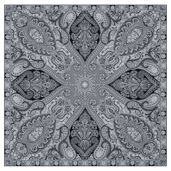 Paisley Glow 140x140 - black/white
