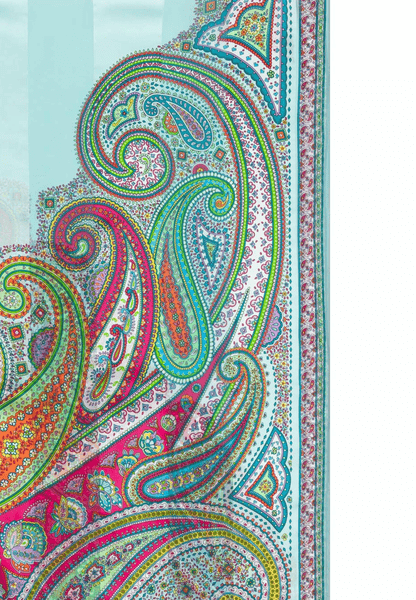 Summer Paisley Scarf 70x180 - multi turquoise