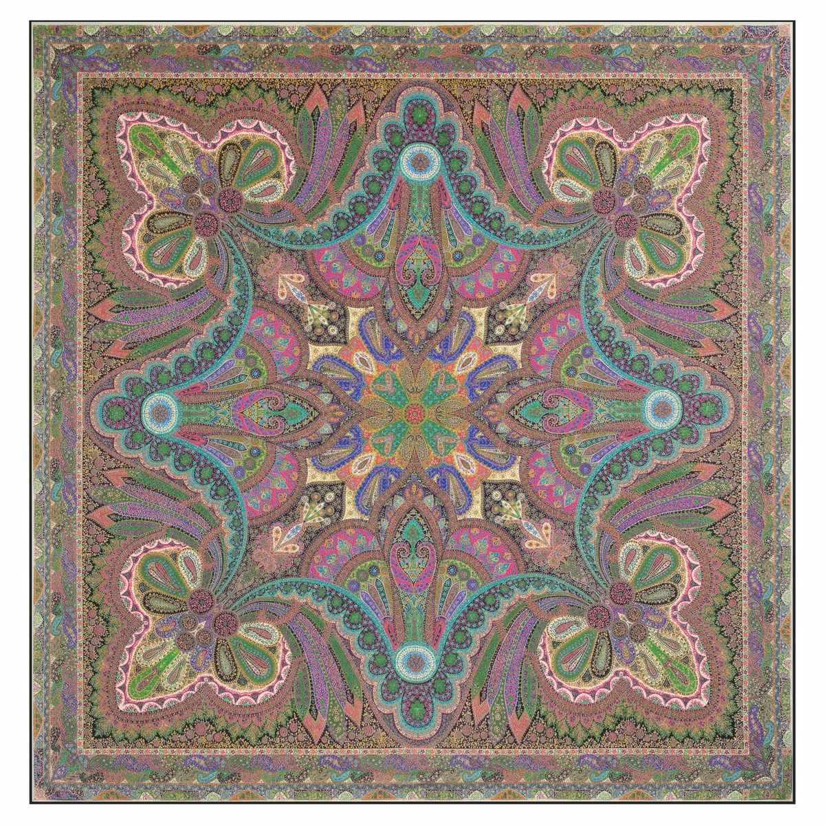 Delicate Paisley 140x140 - black/pink