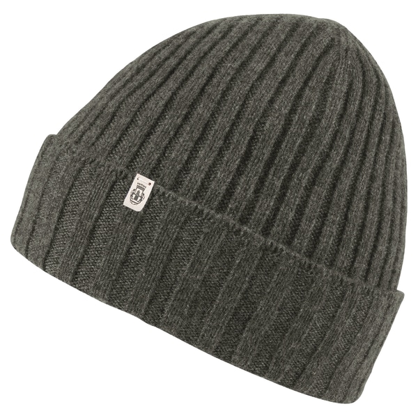 Business Cashmere Muetze mit Umschlag - khaki