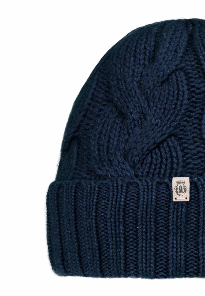 Braided Cashmere Muetze  - navy