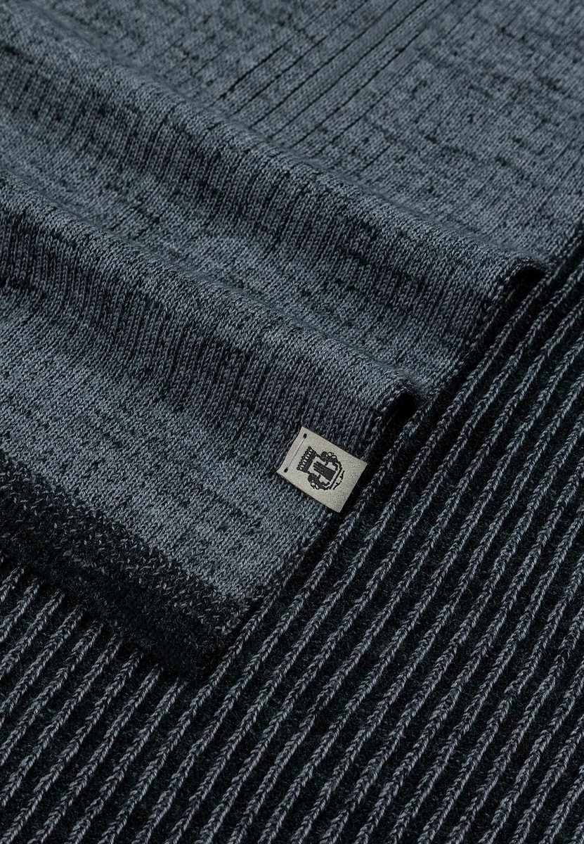 Two-Tone Merino Schal 25x180  - grey/black