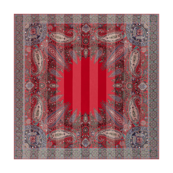 Fire Paisley 140x140 - multi scarlet