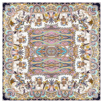 Elephant Parade Silk 140x140 - multi bleu