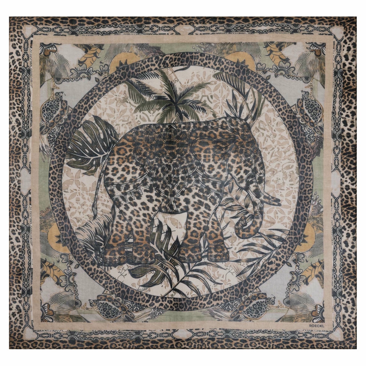Wild Elephant 140x140  - multi cashmere