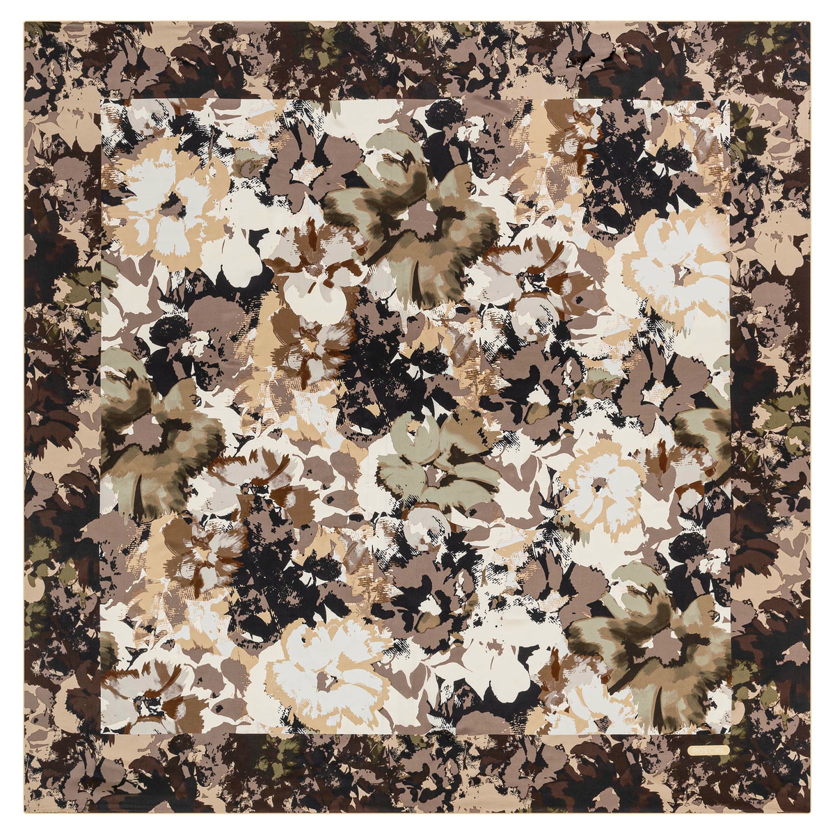 Camouflage Flowers 130x130  - multi camel