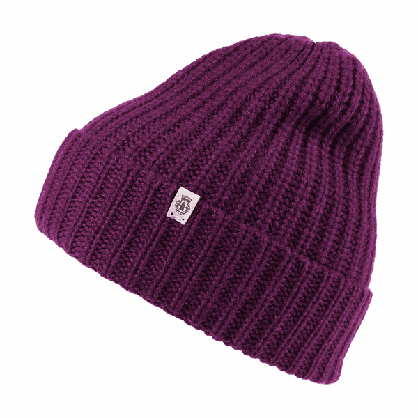 Pure Cashmere Umschlagmuetze - grape