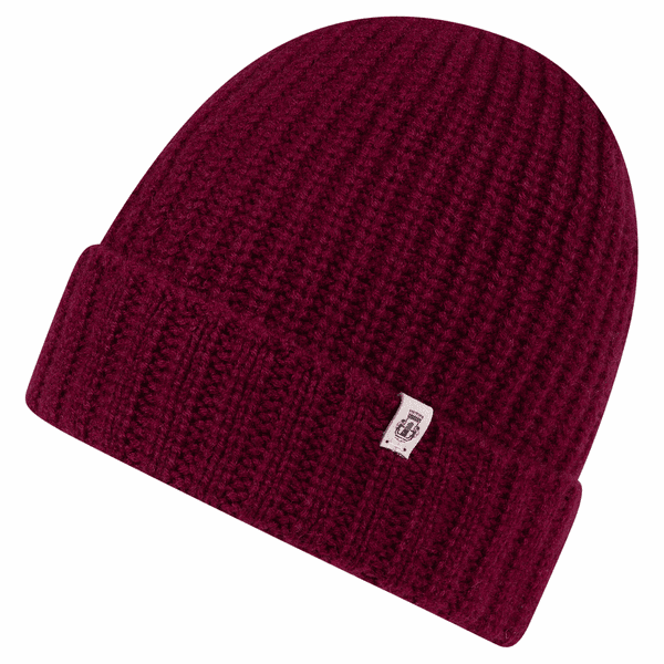 Pure Cashmere Umschlagmuetze - wine