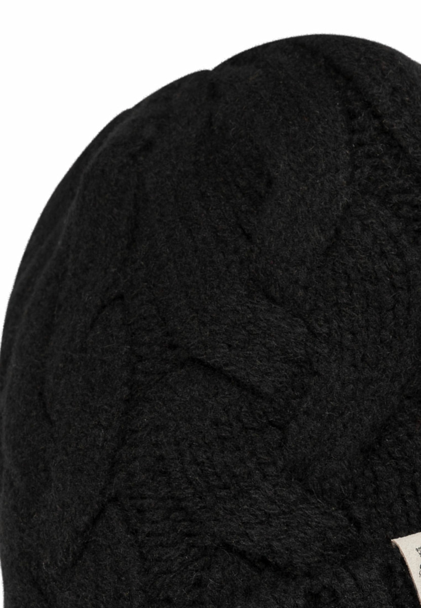 Braided Cashmere Muetze - black
