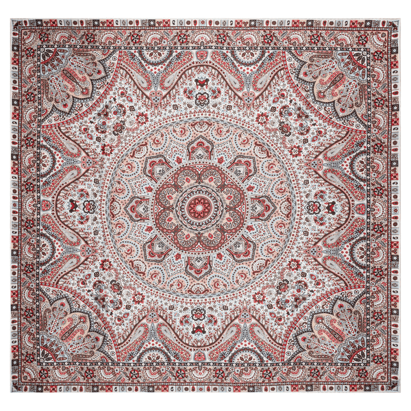 Circular Paisley 140x140  - creme/red