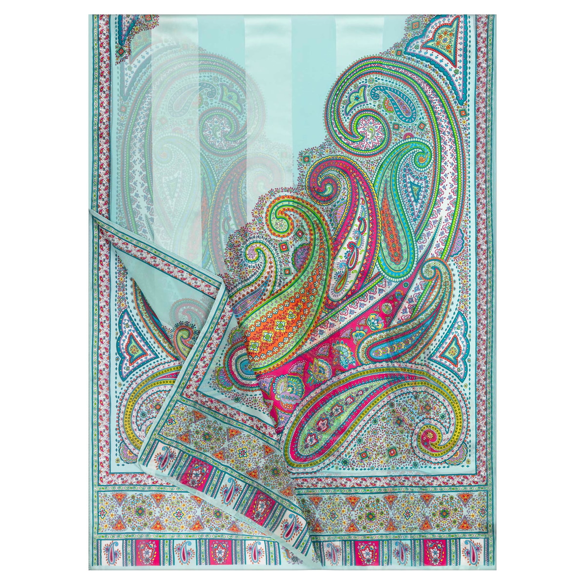 Summer Paisley Scarf 70x180 - multi turquoise