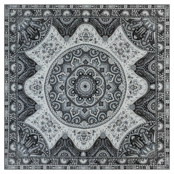 Circular Paisley 140x140 - white/black