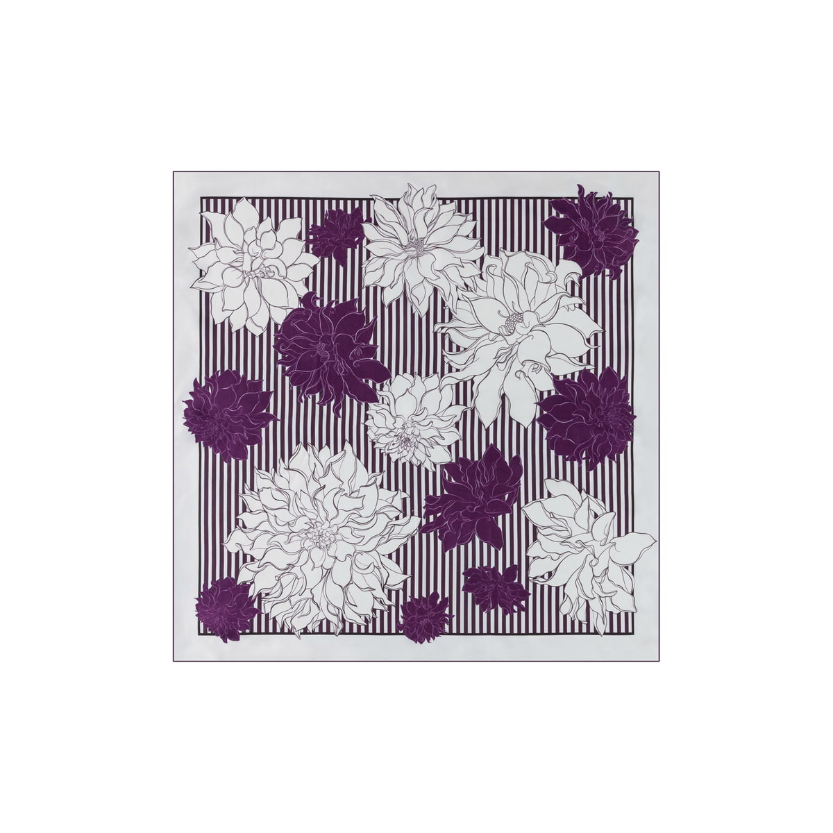Dahlias & Stripes 64x64 - burgundy
