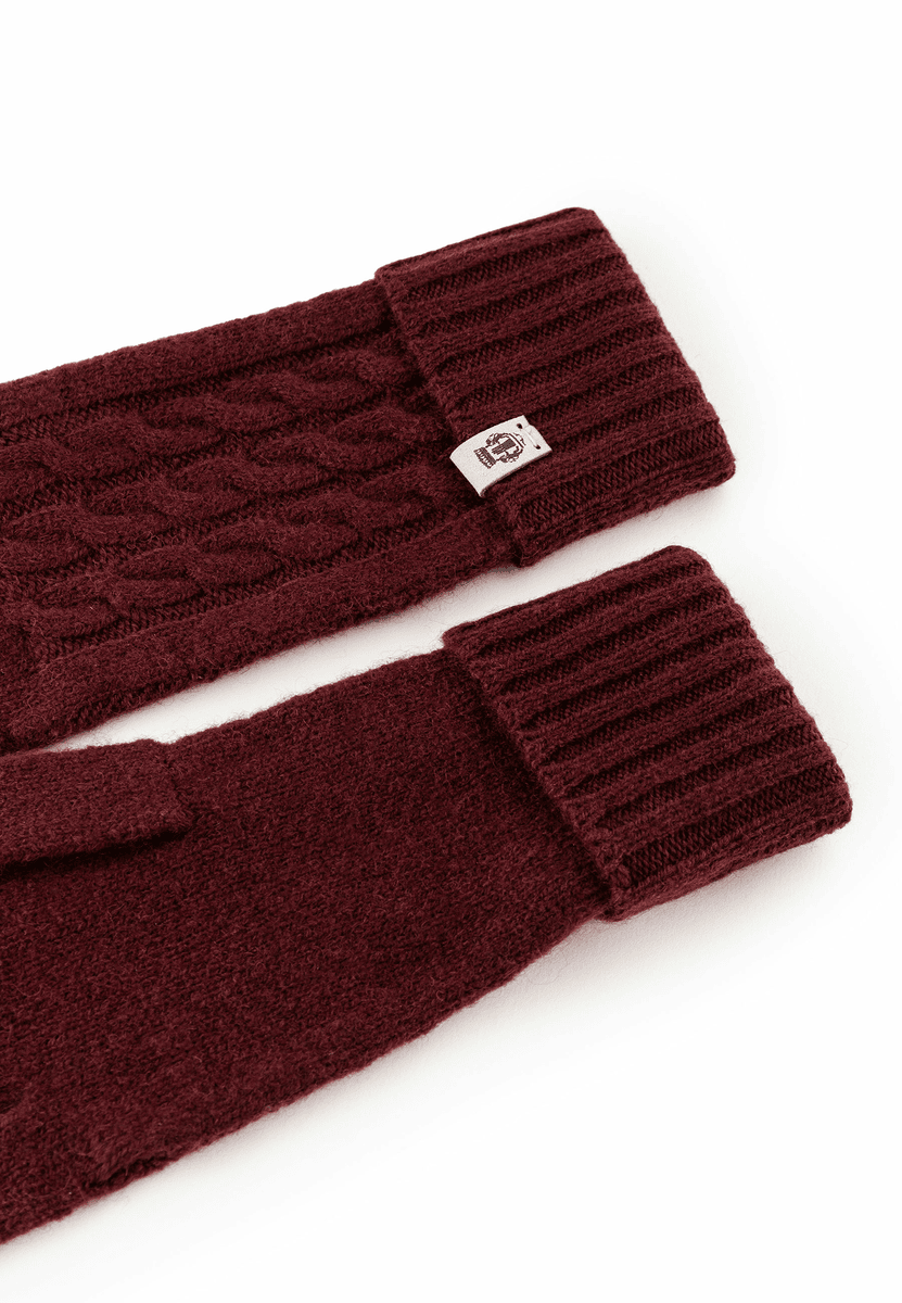 Cabled Charm Strickhandschuhe  - mulberry