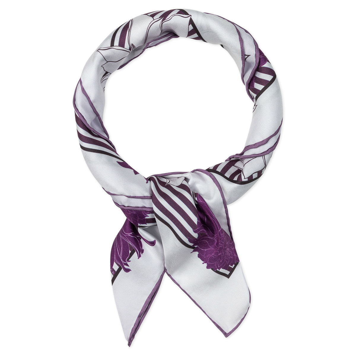 Dahlias & Stripes 64x64  - burgundy