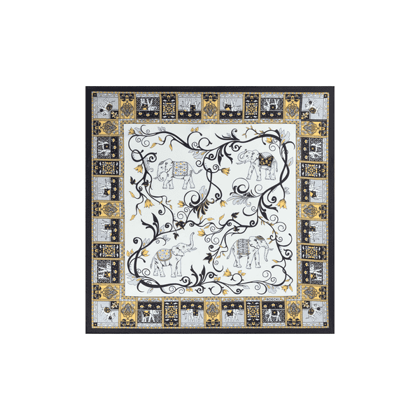 Lucky Elephant 53x53  - white/black