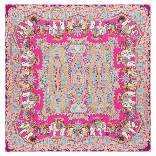 Elephant Parade Silk 140x140 - multi pink
