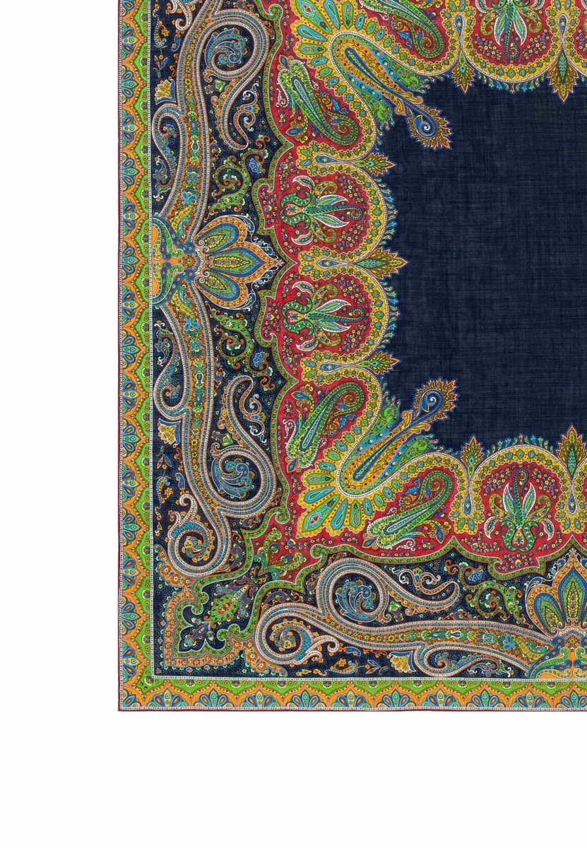 Enchanted Paisley 140x140 - navy/red