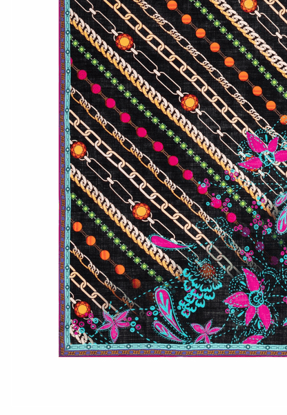 Charming Florals 100x100 - multi black