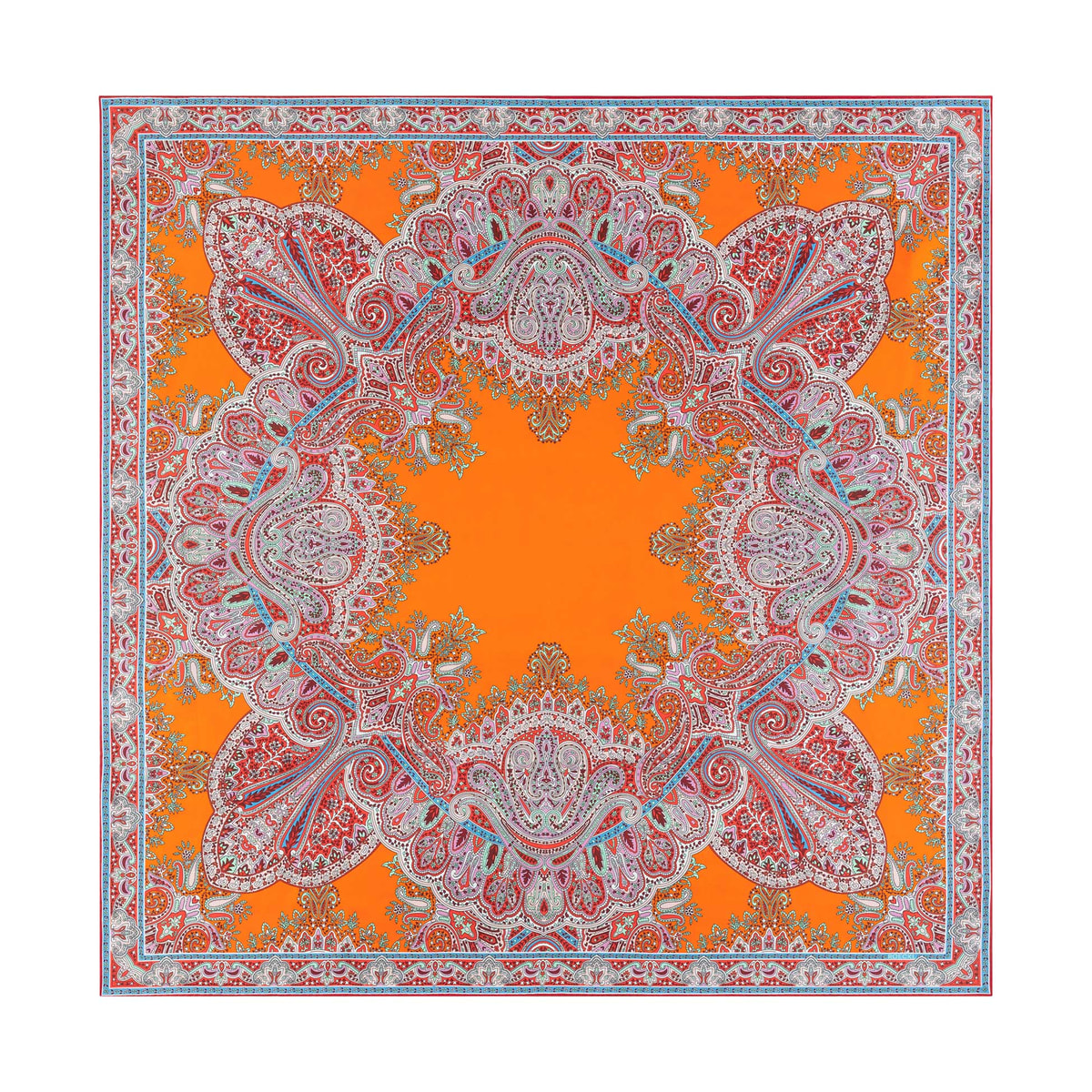 Mirror Paisley 90x90  - tangeringe/red