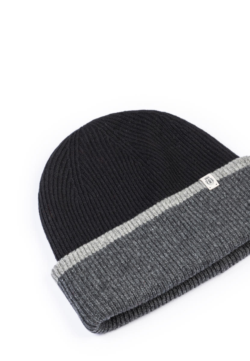 Two Side Knit Mütze - black/graphit