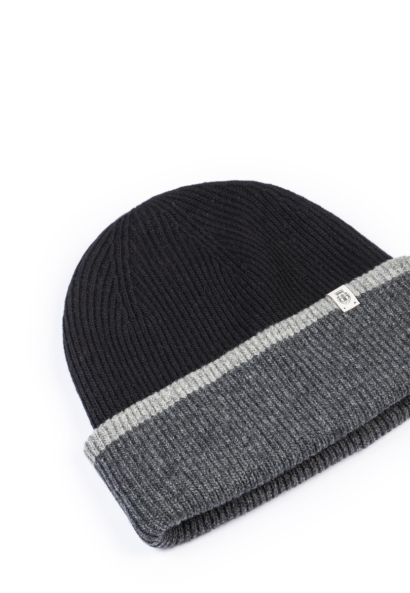 Two Side Knit Mütze - black/graphit