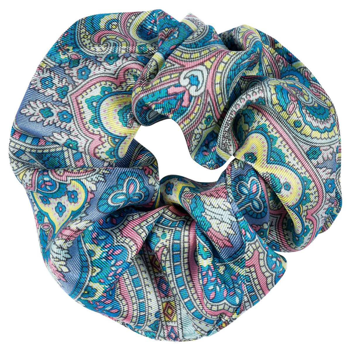 Scrunchie Young Paisley medium - multi aqua