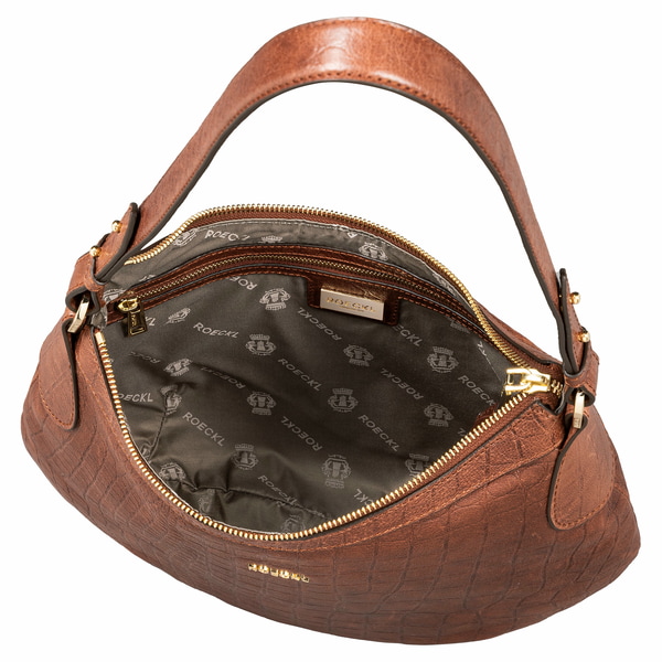 Liberty Schultertasche small Croco  - saddlebrown