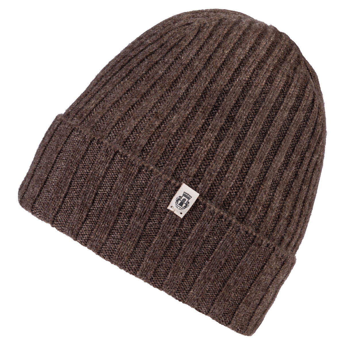 Business Cashmere Muetze mit Umschlag - coffee