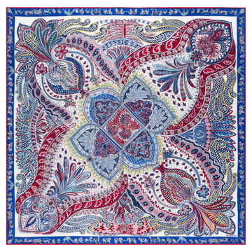Vibrant Paisley 90x90  - multi blue
