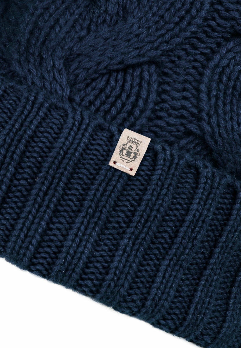 Braided Cashmere Muetze  - navy