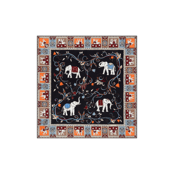 Lucky Elephant 53x53 - black/beige