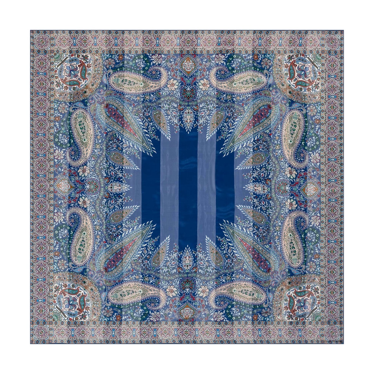 Fire Paisley 140x140 - multi cobalt