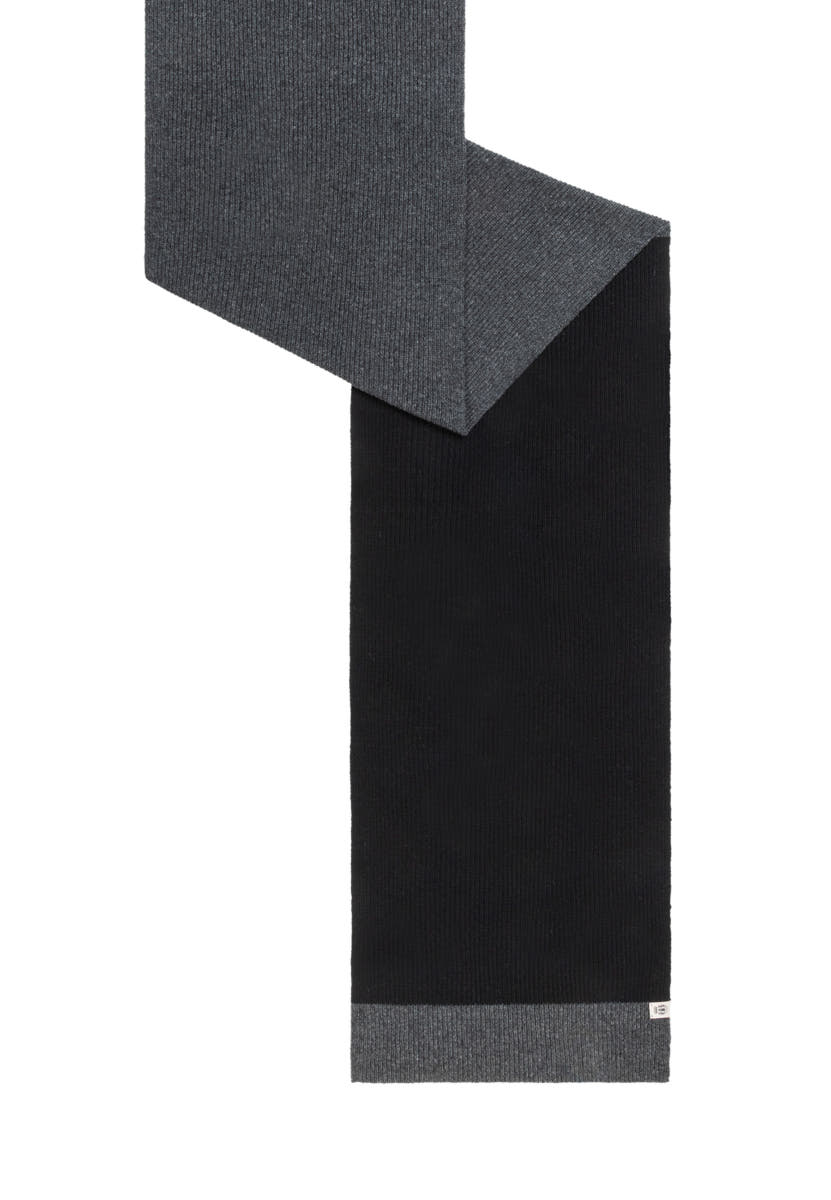 Two Side Knit Schal 35x180 - black/graphit