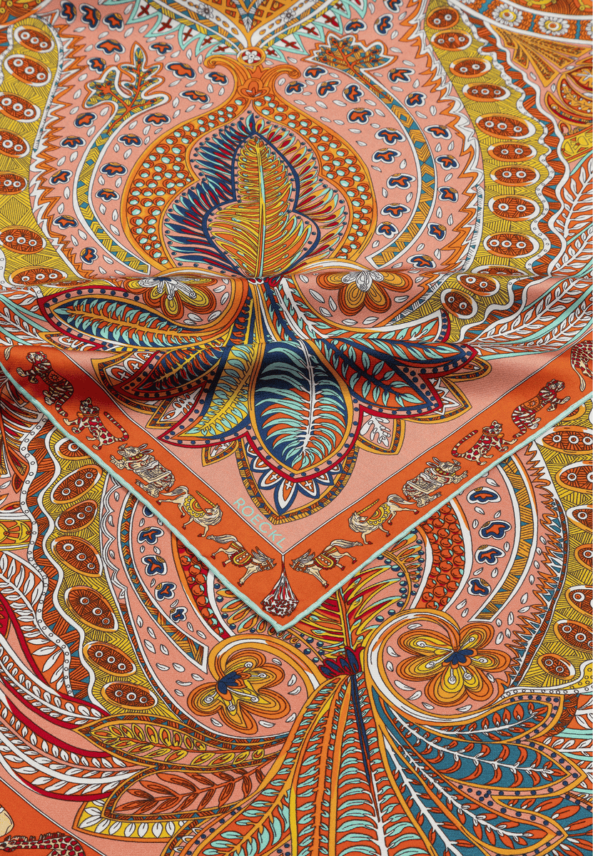 Vibrant Paisley 90x90  - multi tangerine