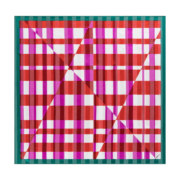 Silky Check 90x90 - multi scarlet