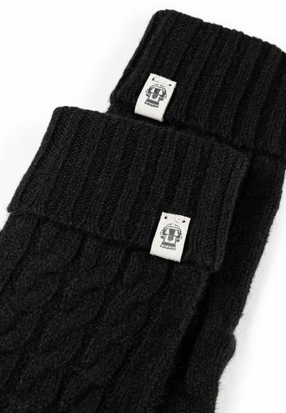 Cabled Charm Strickhandschuhe - black