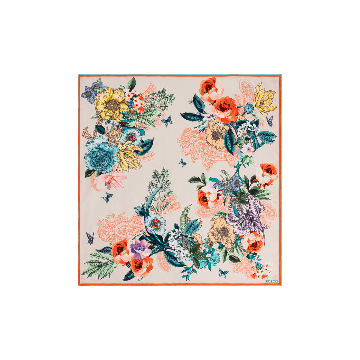 Paisley & Flowers 53x53  - multi tangerine