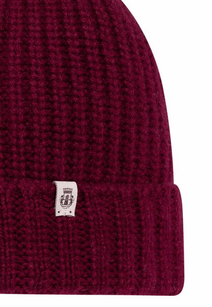 Pure Cashmere Umschlagmuetze - burgundy