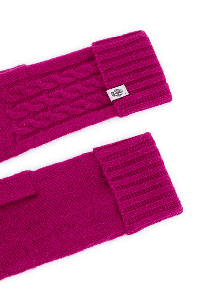Cabled Charm Strickhandschuhe  - berry